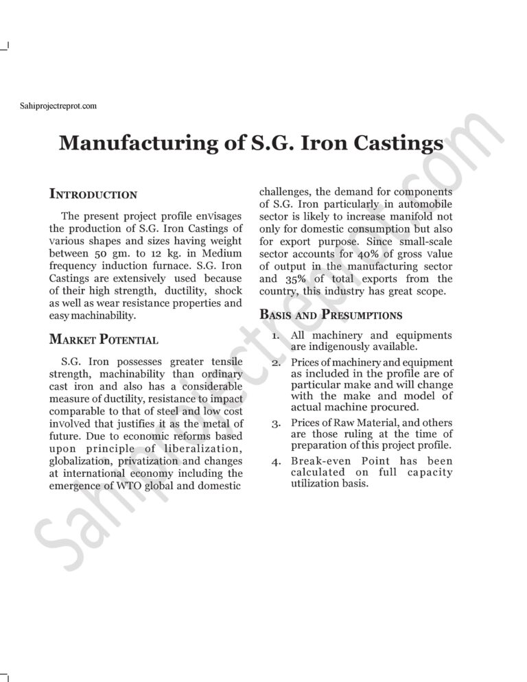 Read more about the article Sahi project report for Manufacturing of S.G. Iron Castings