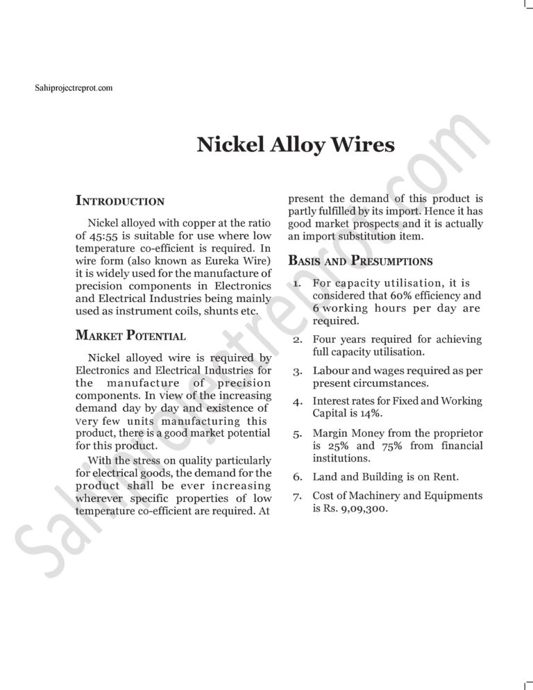 Read more about the article Sahi project report for Nickel Alloy Wires