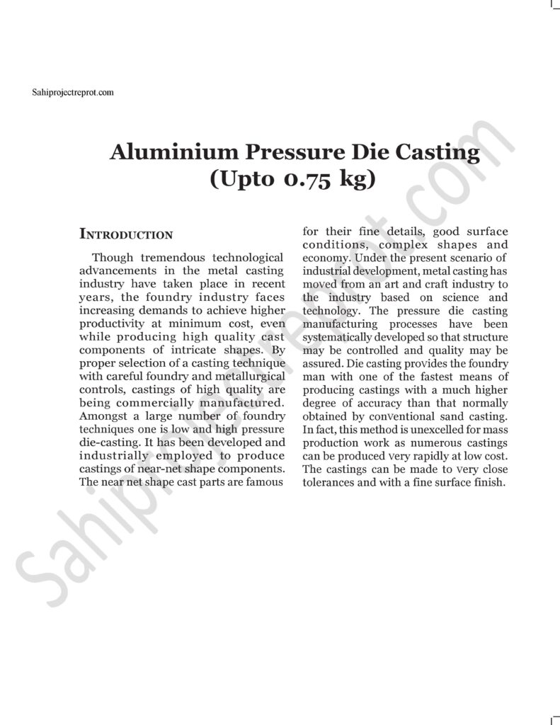 2 Sahi project report for Aluminium Pressure Die Casting (Upto 0.75 kg)