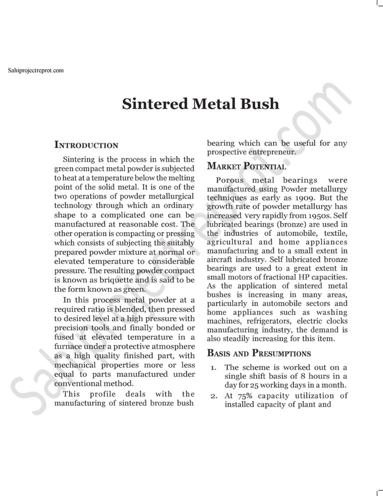 Read more about the article Sahi project  report for Sintered Metal Bush