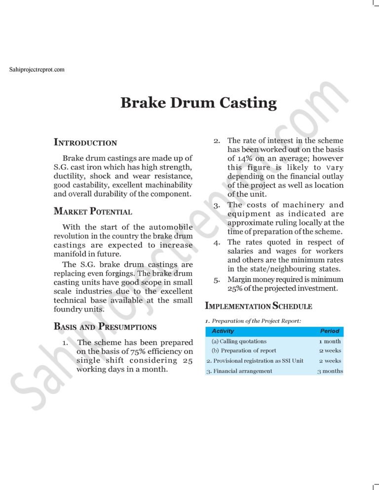 Read more about the article Sahi project report for  Brake Drum Casting