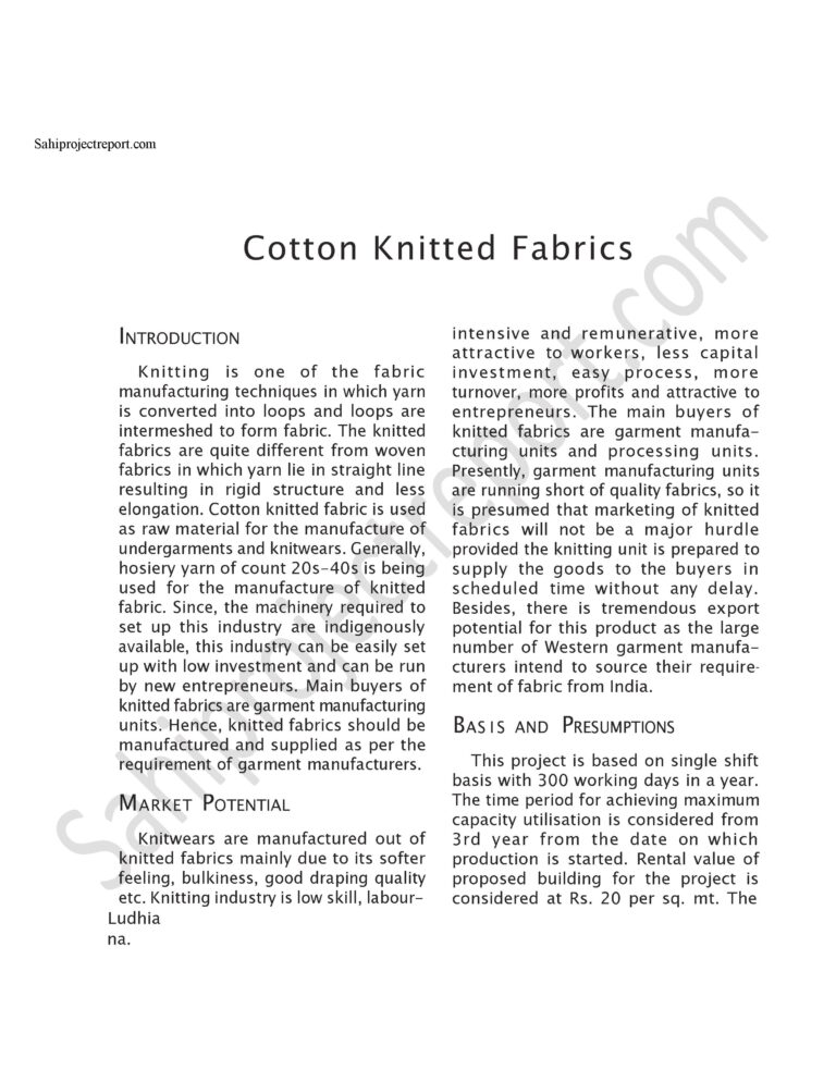 Read more about the article Sahi project report for Cotton Knitted Fabrics