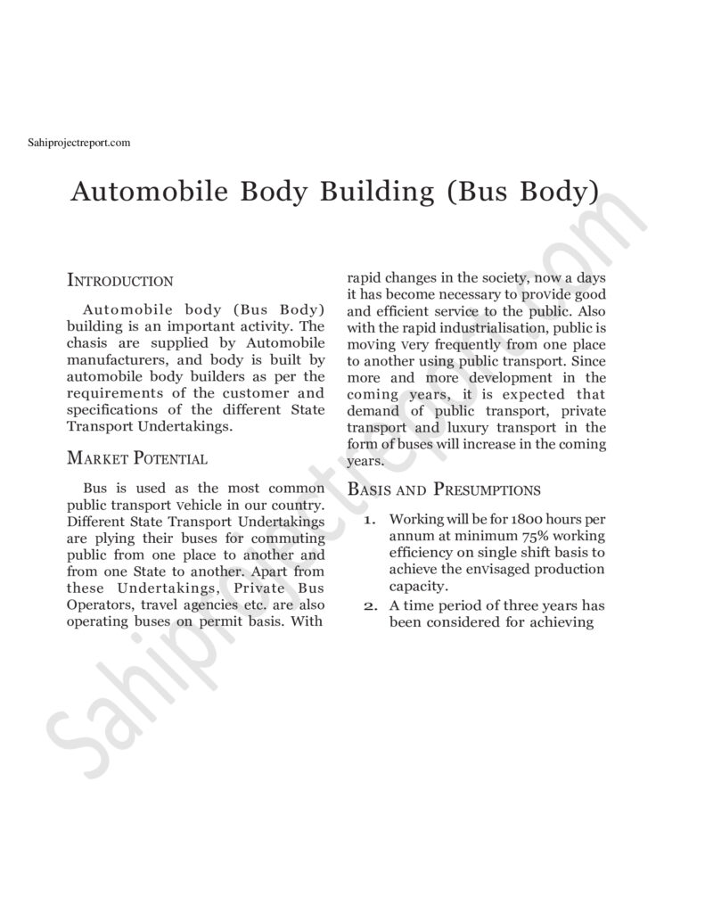 8eadf3cfee93ed19ea0e9bed3d038534 0 Project Report For Automobile Body Building (Bus Body)