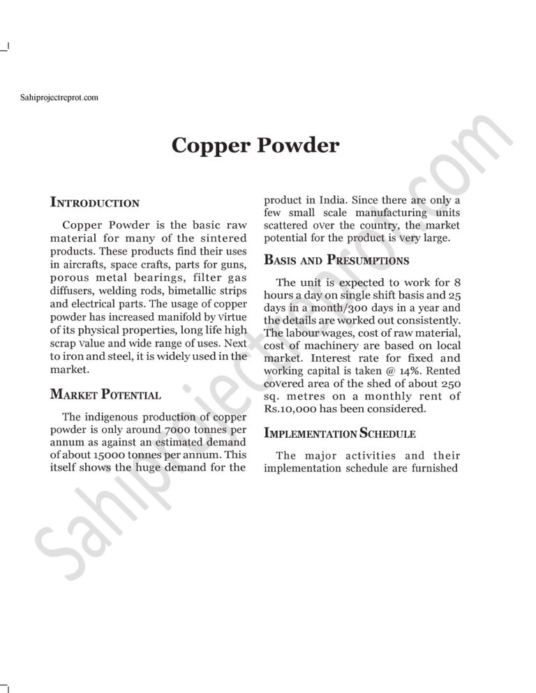 Read more about the article Sahi project report for  Copper Powder