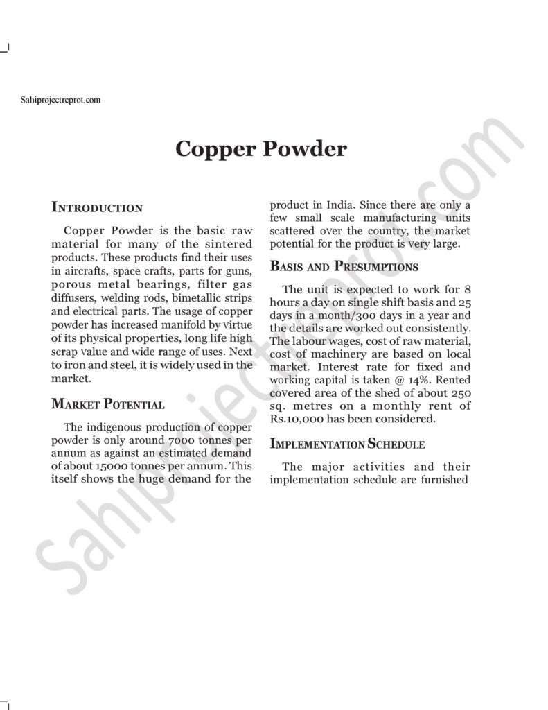 9 Sahi project report for Copper Powder