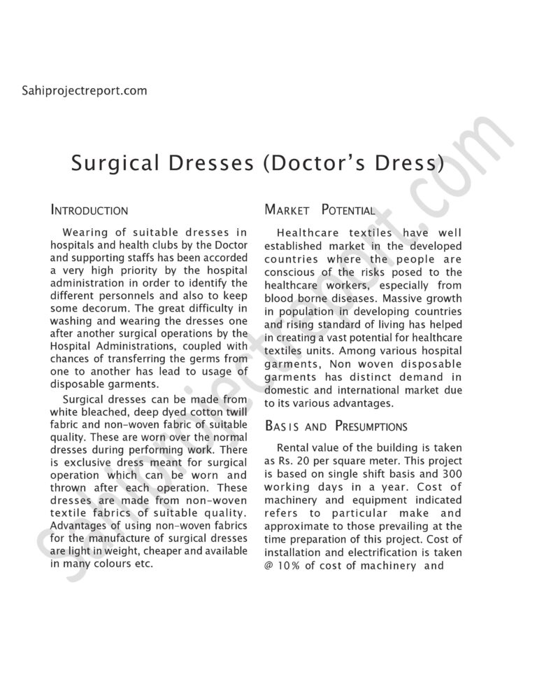 Read more about the article Sahi project report for Surgical Dresses (Doctor’s Dress)