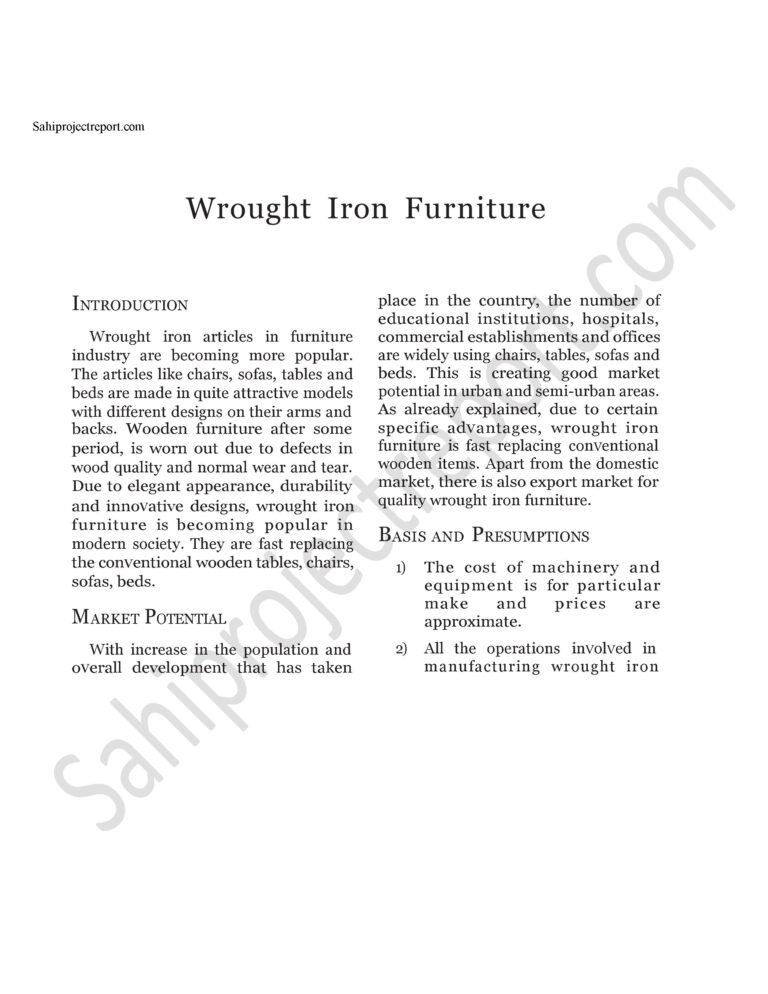 Read more about the article Sahi project report for Wrought Iron Furniture