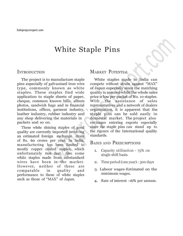 Read more about the article Sahi project report for White Staple Pins