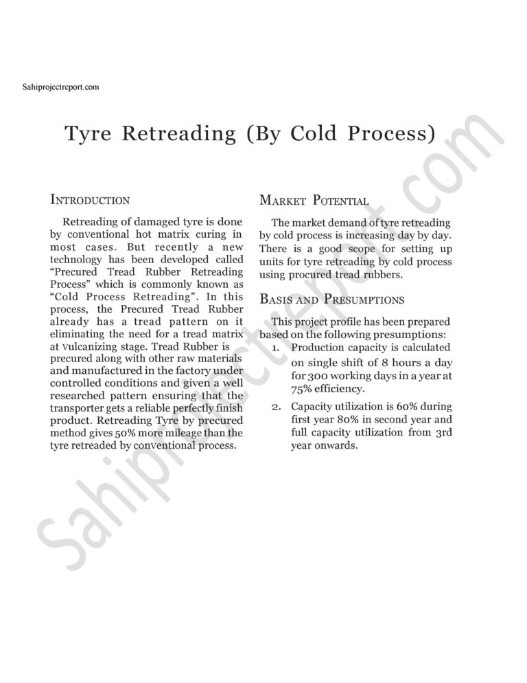 Read more about the article Sahi porject report for Tyre Retreading (By Cold Process)