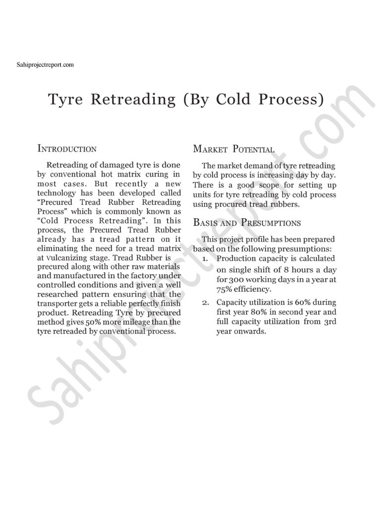 VgMDaseIRj89xBAm 1 Sahi porject report for Tyre Retreading (By Cold Process)