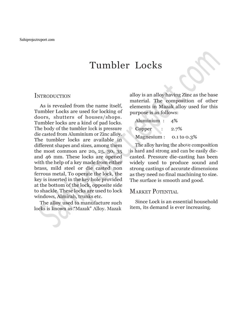 ZqpODc7CYv2tqNTs 1 Sahi project report for Tumbler Locks