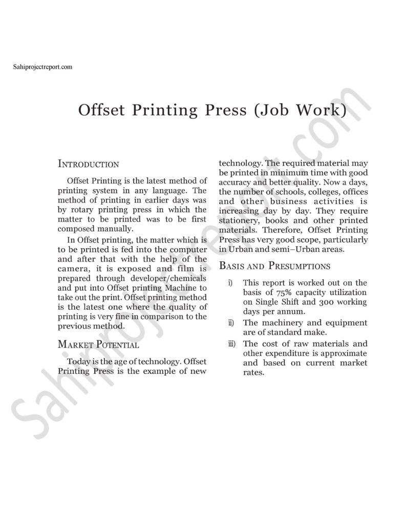 ZtgsXyeCooRWf5n5 1 Sahi project report for Offset Printing Press (Job Work)