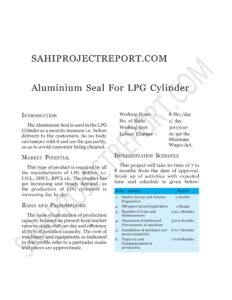 Read more about the article PROJECT REPORT FOR ALUMINUM SEAL FOR LPG CYLINDER