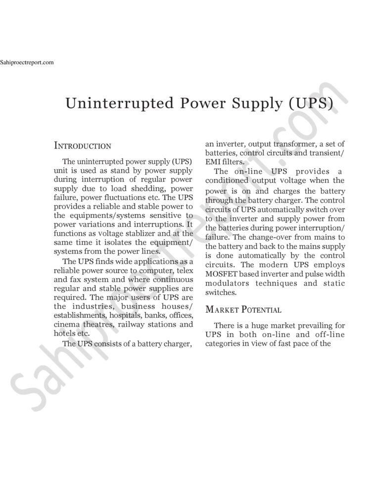 Read more about the article Sahi project report for   Uninterrupted Power Supply (UPS)