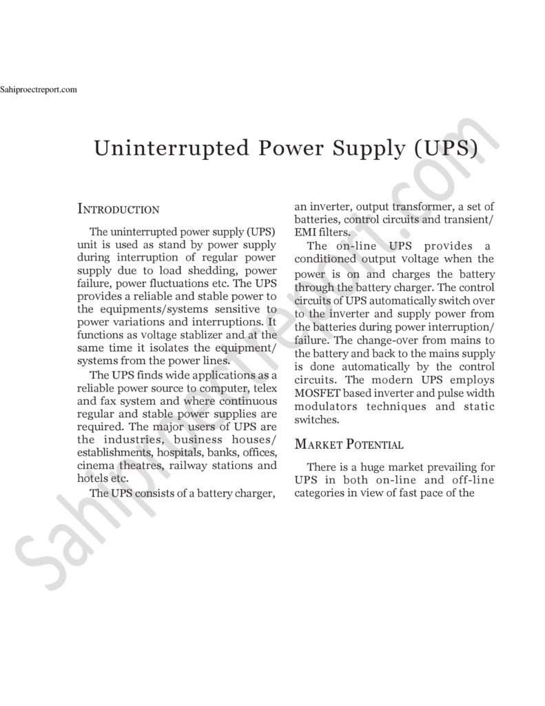 ch104 1 Sahi project report for Uninterrupted Power Supply (UPS)