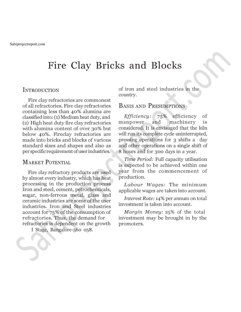 ch1071 Sahi project report for Fire Clay Bricks and Blocks