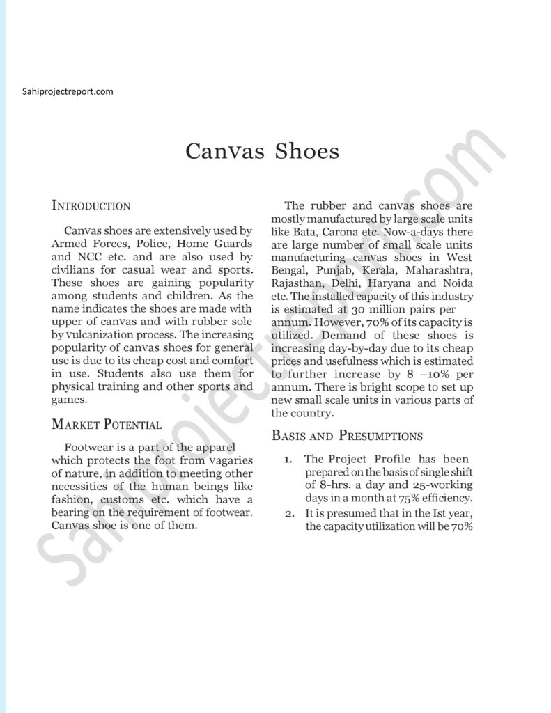 ch112 Sahi project report for Canvas Shoes