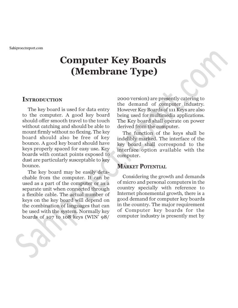 ch114 1 Sahi project report for Computer Key Boards (Membrane Type)