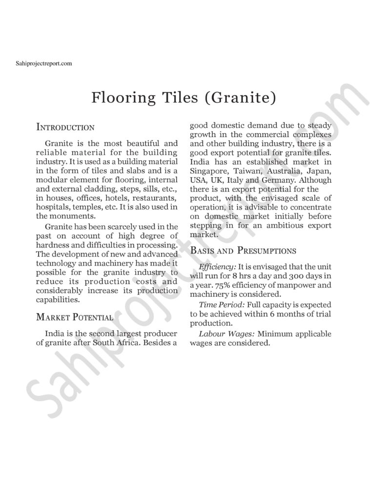 ch118 Sahi project report for Flooring Tiles (Granite)