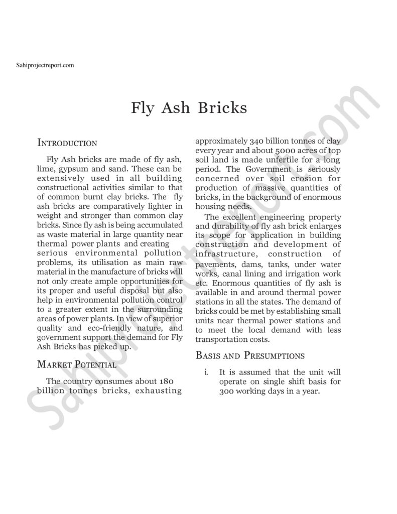 ch126 1 Sahi project report for Fly Ash Bricks