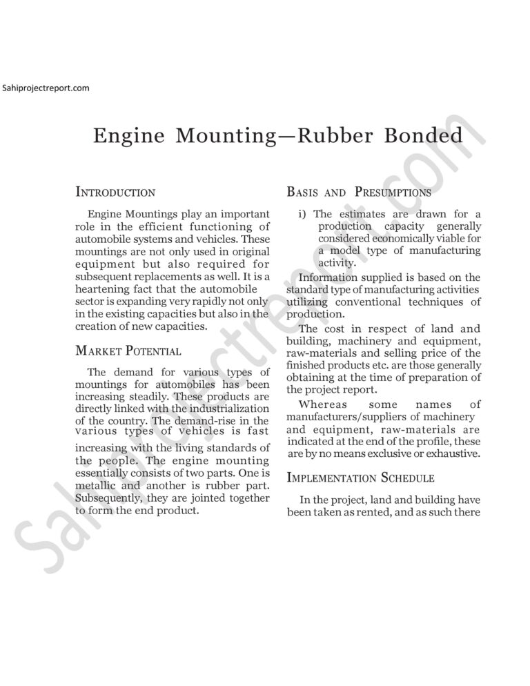 Read more about the article Sahi project report for   Engine Mounting—Rubber Bonded