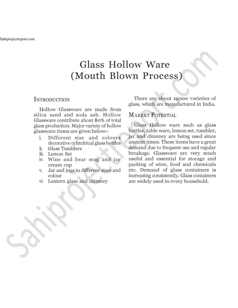 Read more about the article Sahi project report for Glass Hollow Ware (Mouth Blown Process)