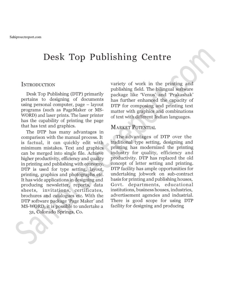 ch1431 Sahi project report for Desk Top Publishing Centre