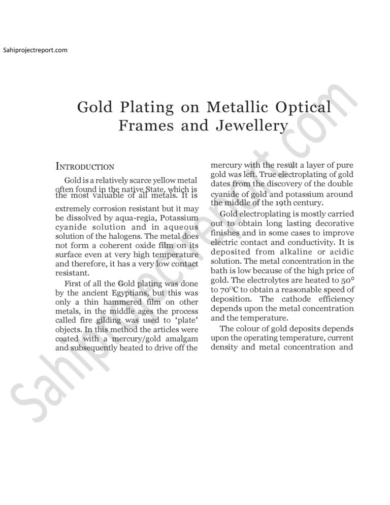 Read more about the article Sahi project report for  Gold Plating on Metallic Optical Frames and Jewellery