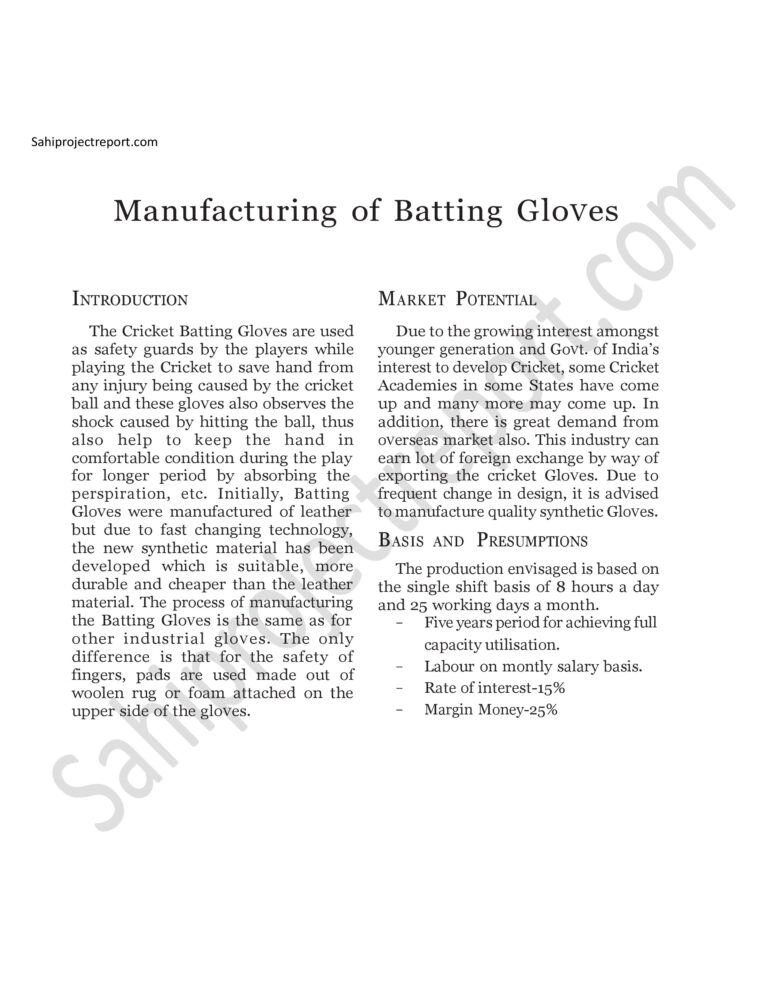 Read more about the article Sahi project report for  Manufacturing of Batting Gloves