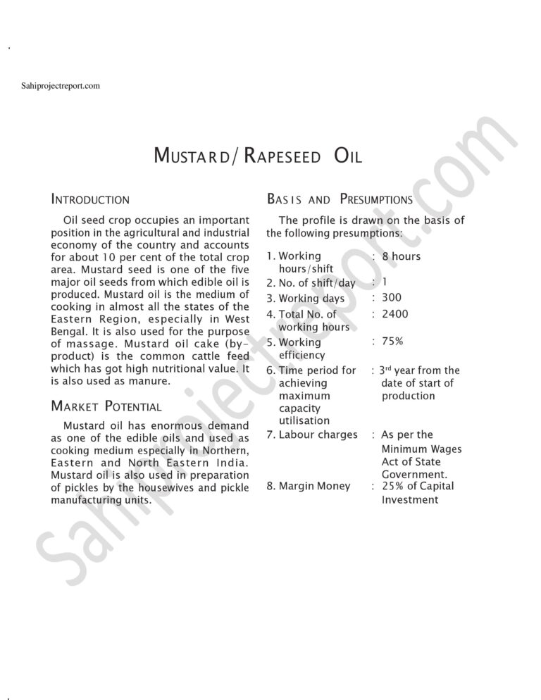 Read more about the article Sahi project report for   MUSTARD/ RAPESEED OIL