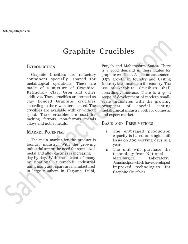 ch159 Sahi project report for Graphite Crucibles