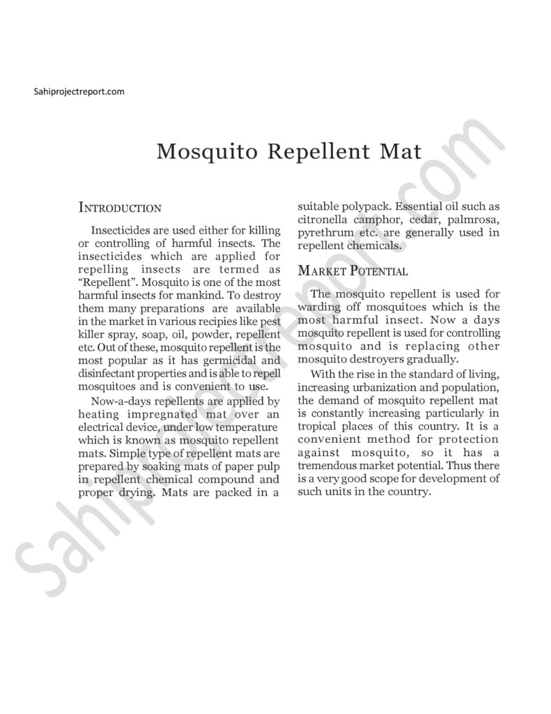 ch174 1 Sahi project report for Mosquito Repellent Mat