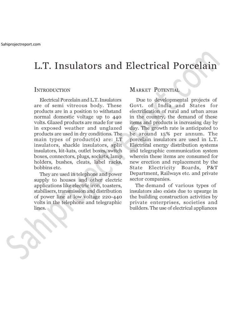 Read more about the article Sahi project report   L.T. Insulators and Electrical Porcelain