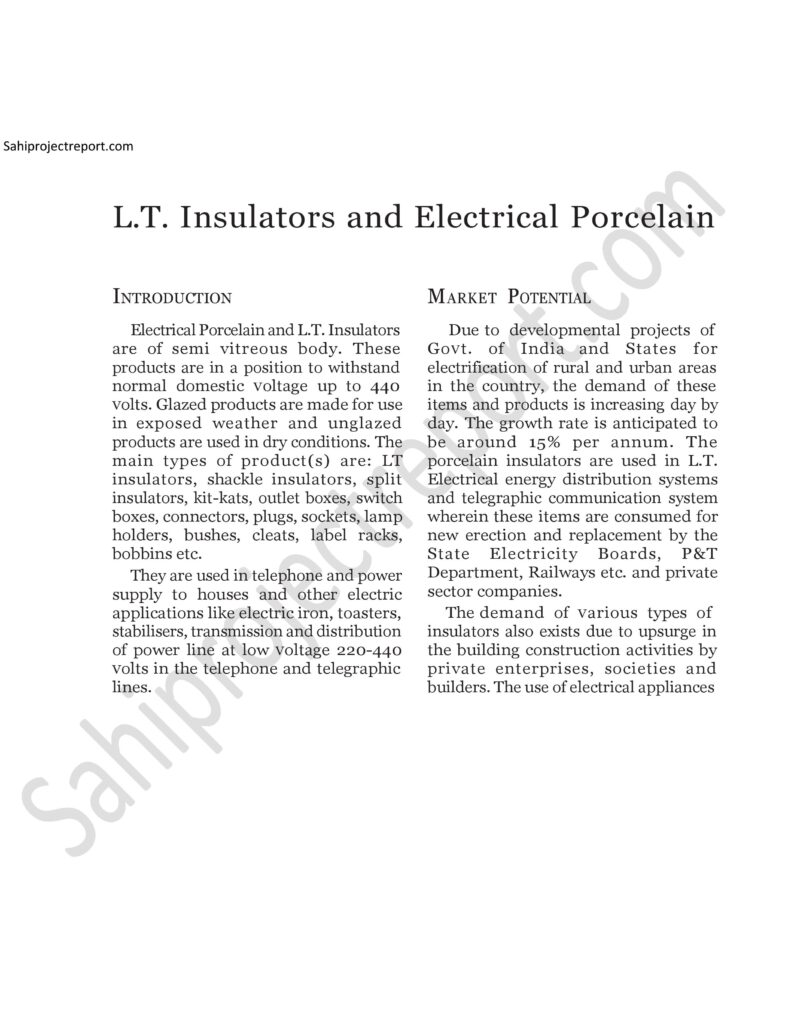 ch177 1 Sahi project report L.T. Insulators and Electrical Porcelain