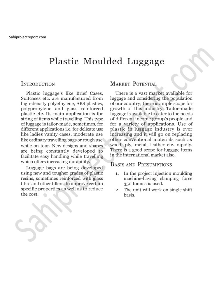 Read more about the article Sahi project report for  Plastic Moulded Luggage