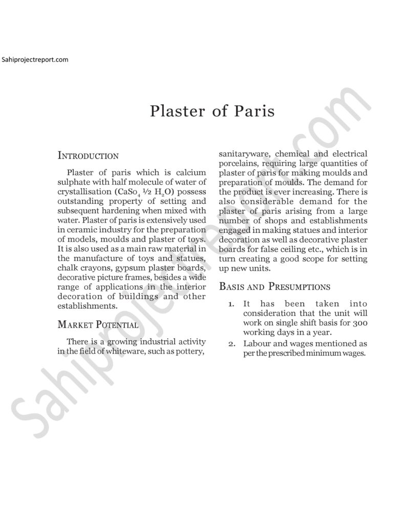 ch206 Sahi project report for Plaster of Paris