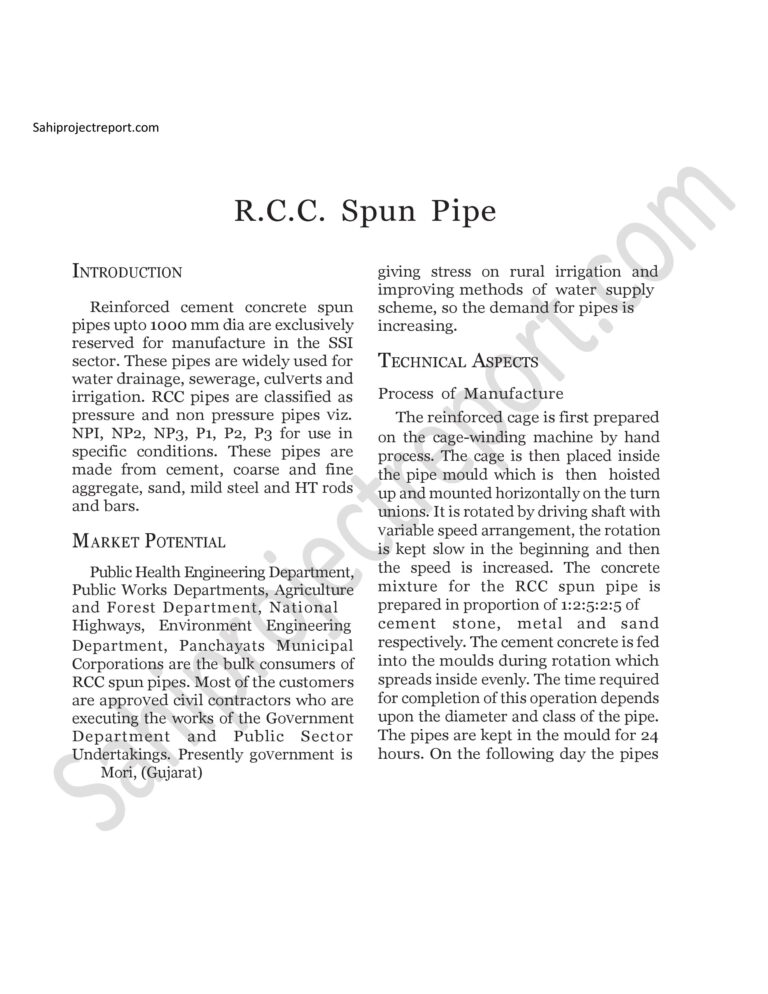 Read more about the article Sahi project report for  R.C.C. Spun Pipe