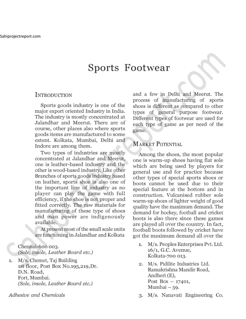 ch2210 1 Sahi project report for Sports Footwear