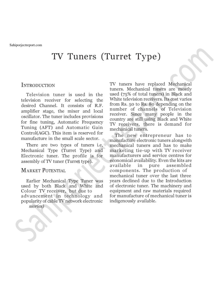 Read more about the article Sahi project report for  TV Tuners (Turret Type)