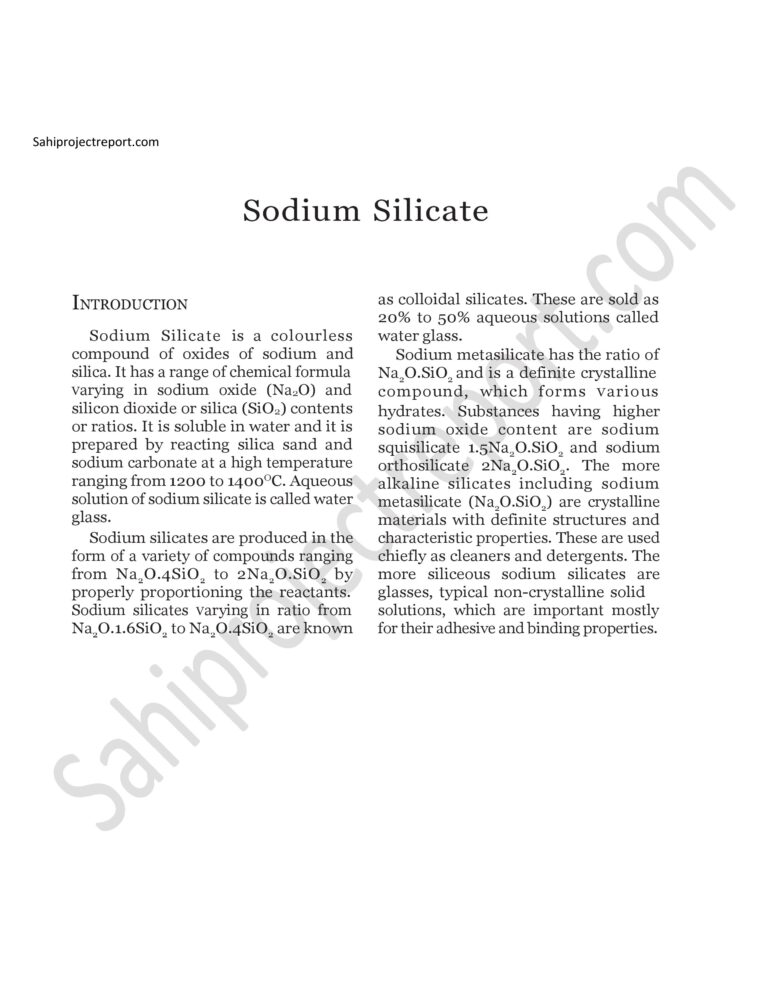 Read more about the article Sahi project report for Sodium Silicate