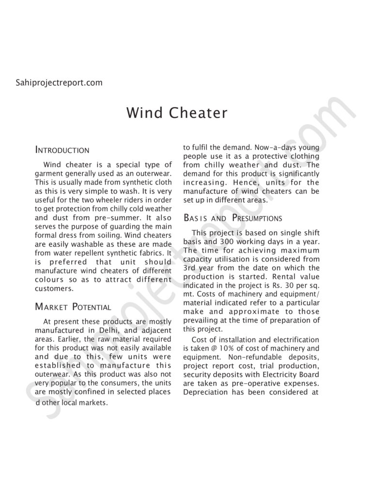 Read more about the article Sahi project report for  Wind Cheater