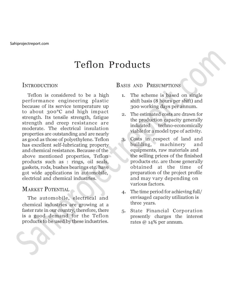 ch244 1 Sahi project report for Teflon Products