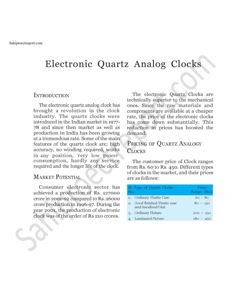 Read more about the article Sahi project report for  Electronic Quartz Analog Clocks