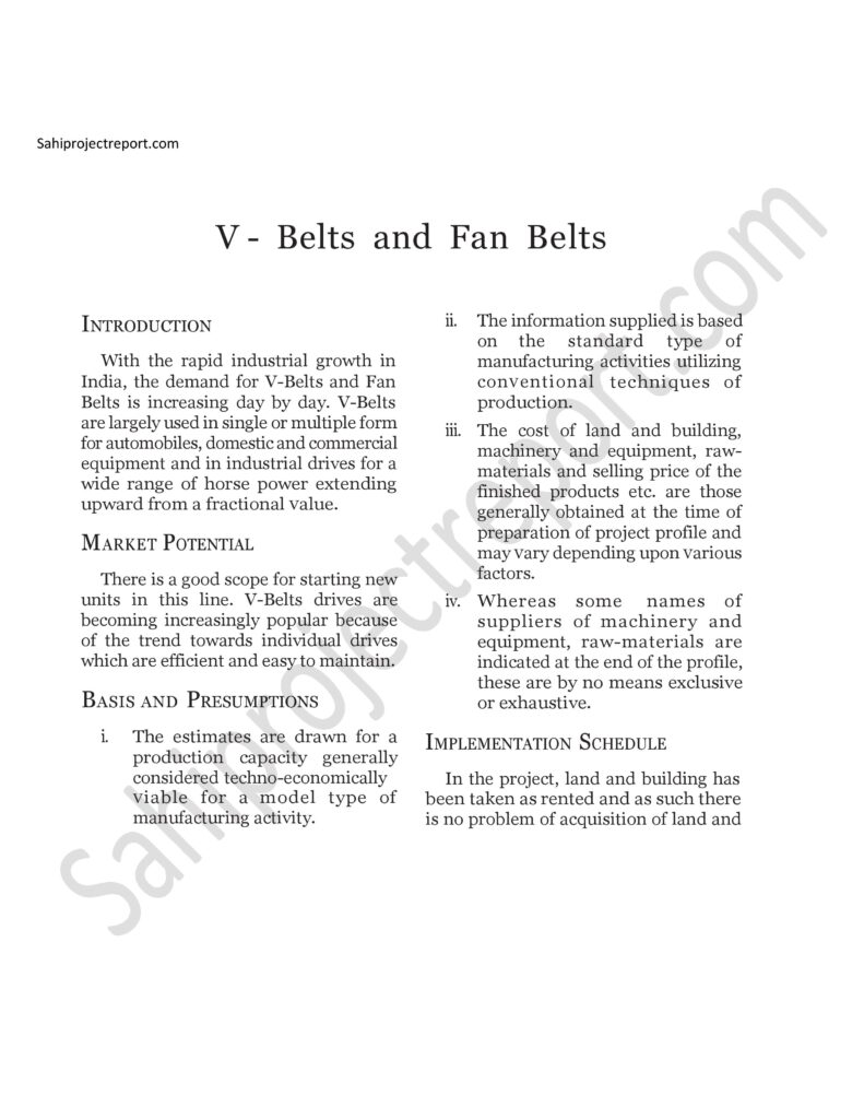 ch254 1 Sahi project report for V - Belts and Fan Belts