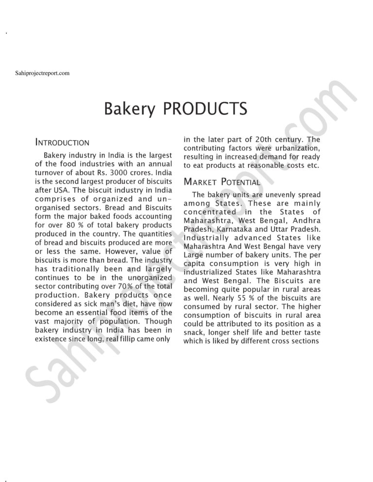 Read more about the article Sahi project report for  Bakery PRODUCTS