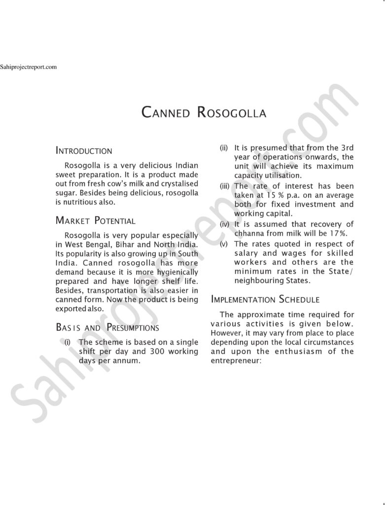 ch34 1 Sahi project report for CANNED ROSOGOLLA