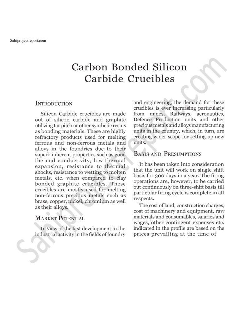 ch35 Sahi project report for Carbon Bonded Silicon Carbide Crucibles