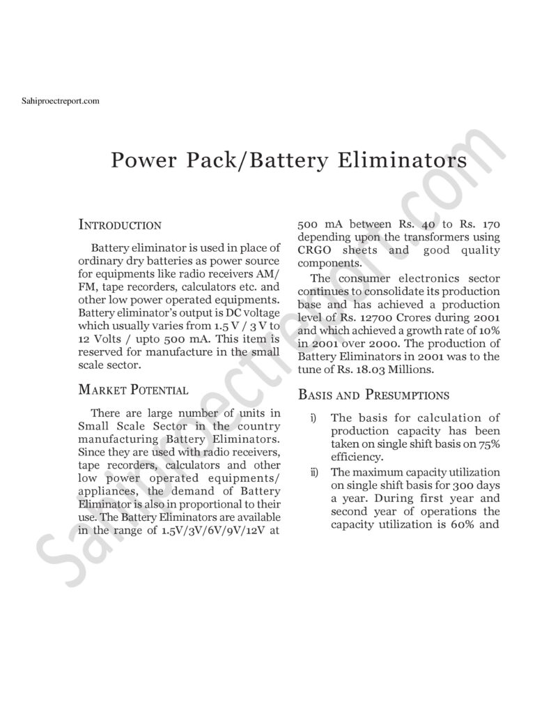 ch43 1 Sahi project report for Power Pack/Battery Eliminators