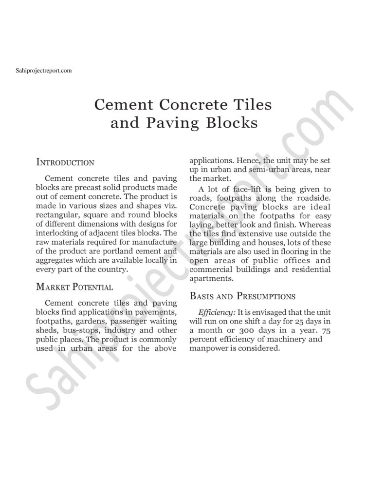 ch46 1 Sahi project report for Cement Concrete Tiles and Paving Blocks