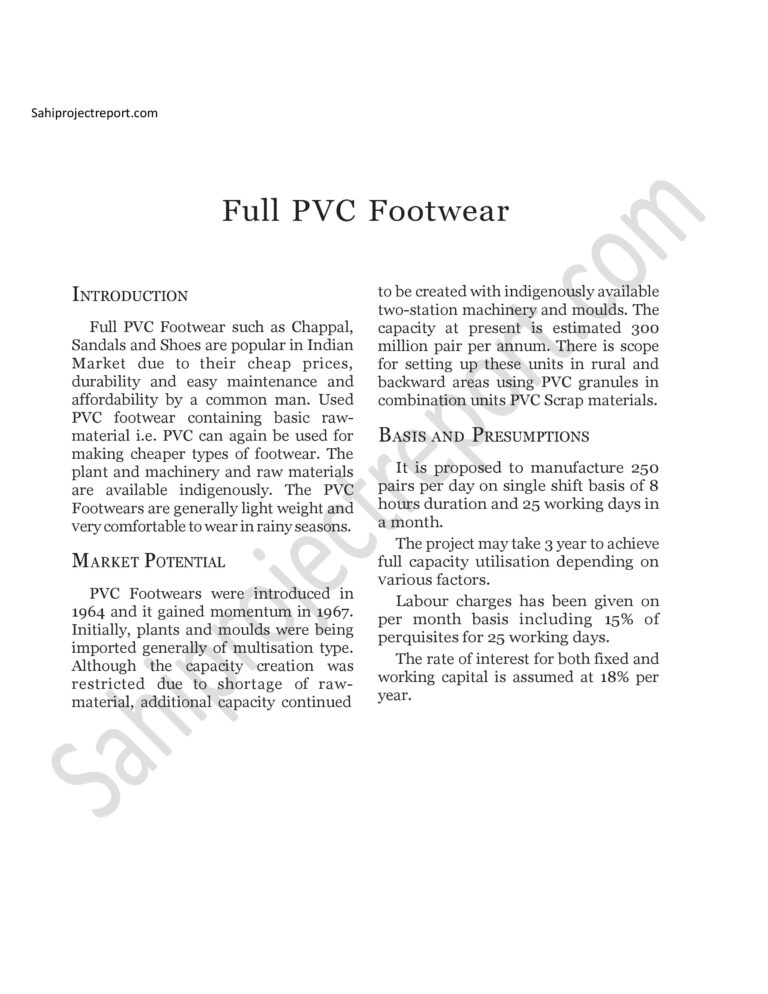 Read more about the article Sahi project report for  Full PVC Footwear